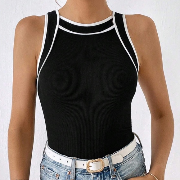 Solid Color Block Ribbed Sleeveless Tank top - Picture 6 of 13